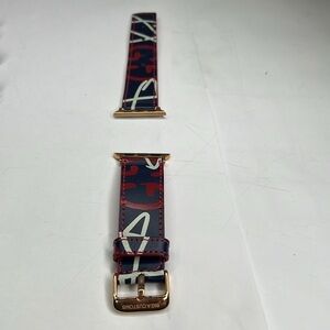Big A Customs Logo Leather Blue Red White Apple Watch Band Rose Gold Hardware